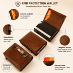 Genesis Leather Premium Coffee Brown RFID Wallet - Image 3