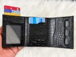 Crocodile Texture Card Wallet – Black - Image 3