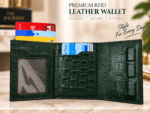 Crocodile Texture Card Wallet – Bottle Green - Image 3