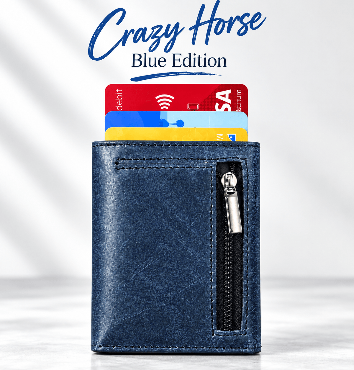 Crazy Horse Leather Wallet – Blue Edition