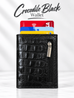 Crocodile Texture Card Wallet – Black