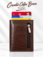 Crocodile Texture Card Wallet – Coffee Brown