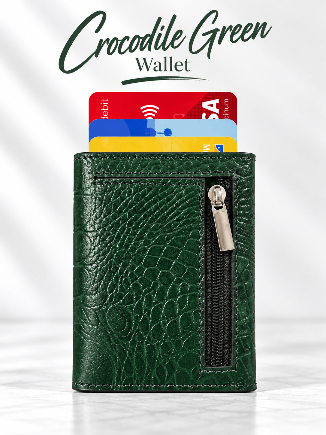 2026/09/248278-1.png Crocodile Texture Card Wallet – Bottle Green - Image 1